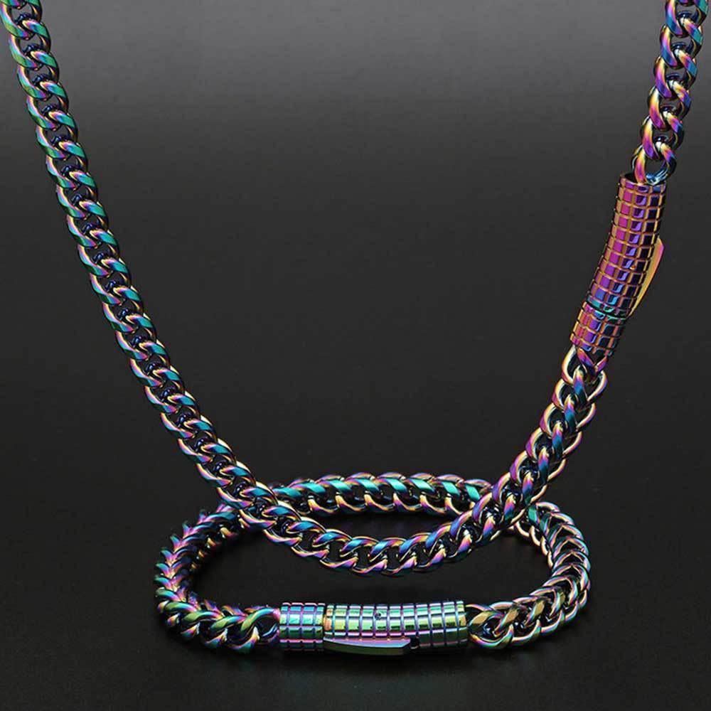 6mm Cuban Chain Necklace Stainless Steel Titanium Gold Chain Rapper Style | Caratix Jewelry - CaratixJewelry